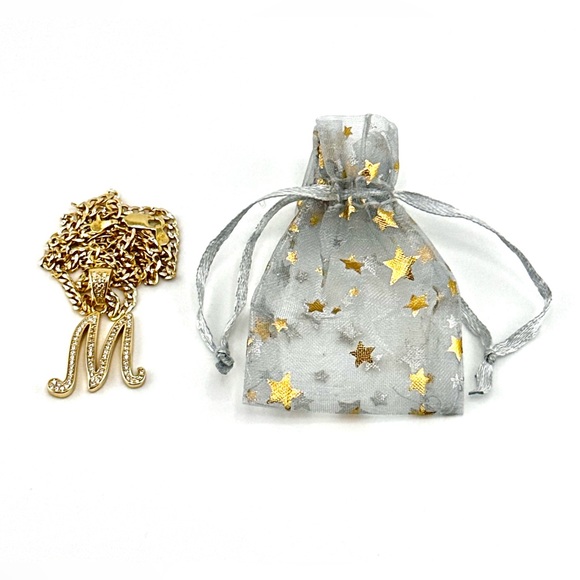 18K Gold Plated over 925 Solid Sterling Silver "M" Letter Necklace - Picture 9 of 10